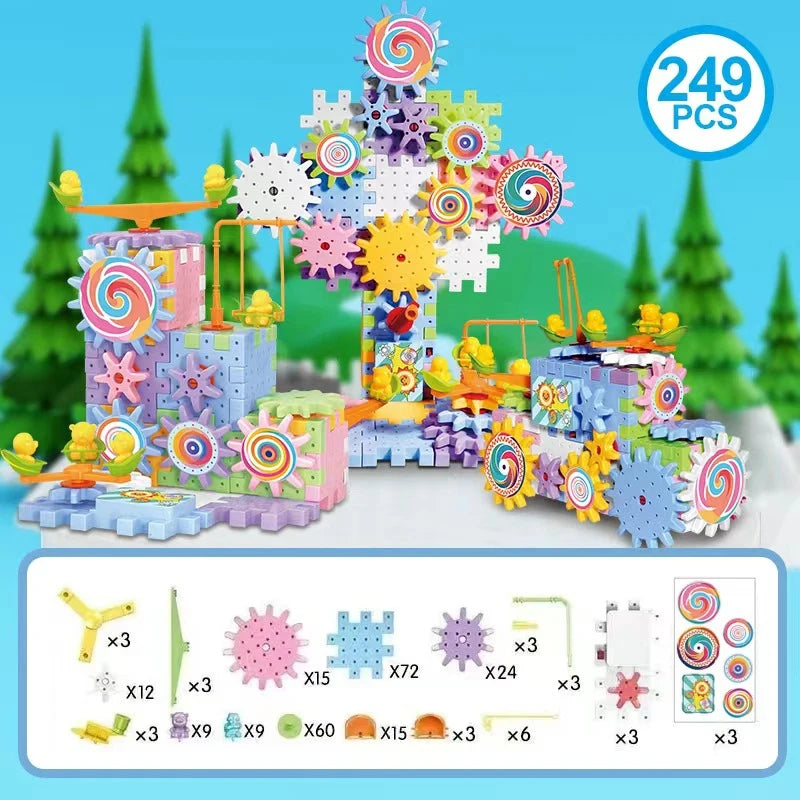 Hot 83-263 PCS Electric Gears 3D Puzzle Model Building Kits Plastic Brick Blocks Educational Toys for Kids Children Xmas Gifts