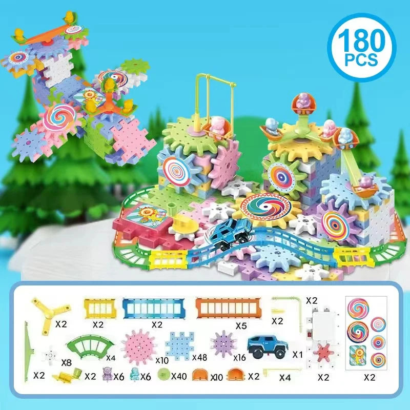 Hot 83-263 PCS Electric Gears 3D Puzzle Model Building Kits Plastic Brick Blocks Educational Toys for Kids Children Xmas Gifts