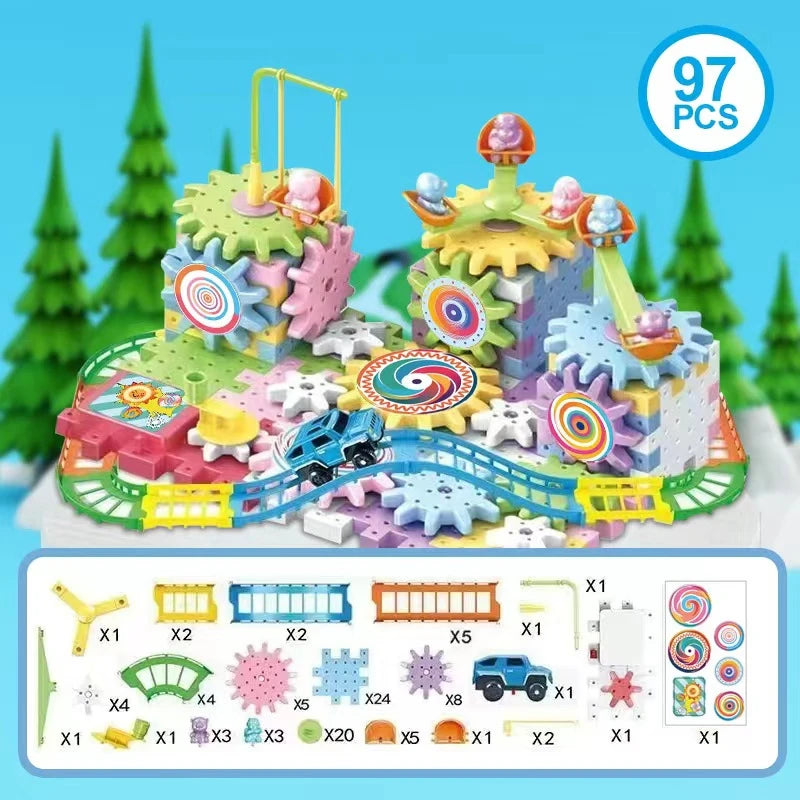 Hot 83-263 PCS Electric Gears 3D Puzzle Model Building Kits Plastic Brick Blocks Educational Toys for Kids Children Xmas Gifts