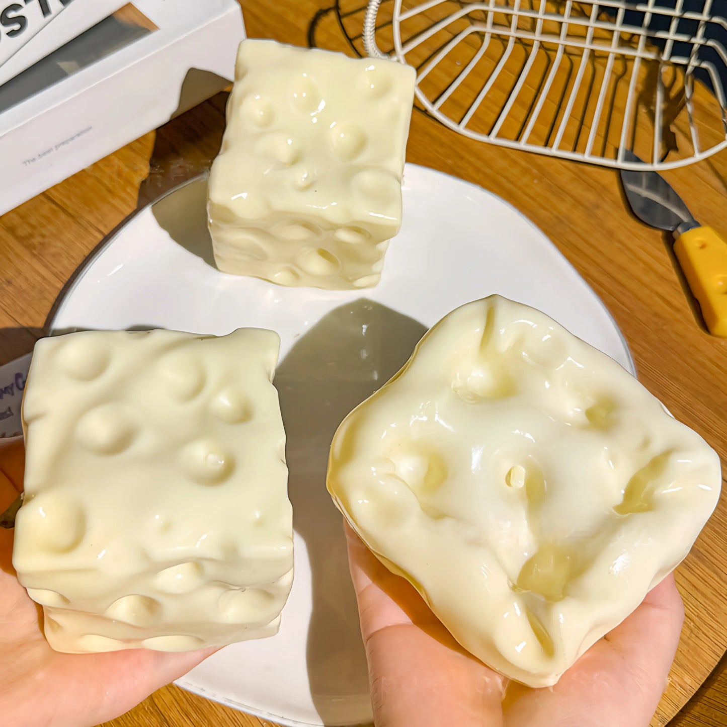 Squishy Cheese Block - Yellow, Moldable Fidget Toy with Squeeze Feature, Ideal for Play and Relaxation Giant Cheese Squishy - 6/7Cm Moldable Non-Rebound Fidget Toy | Viral ASMR Stress Ball Glutinous