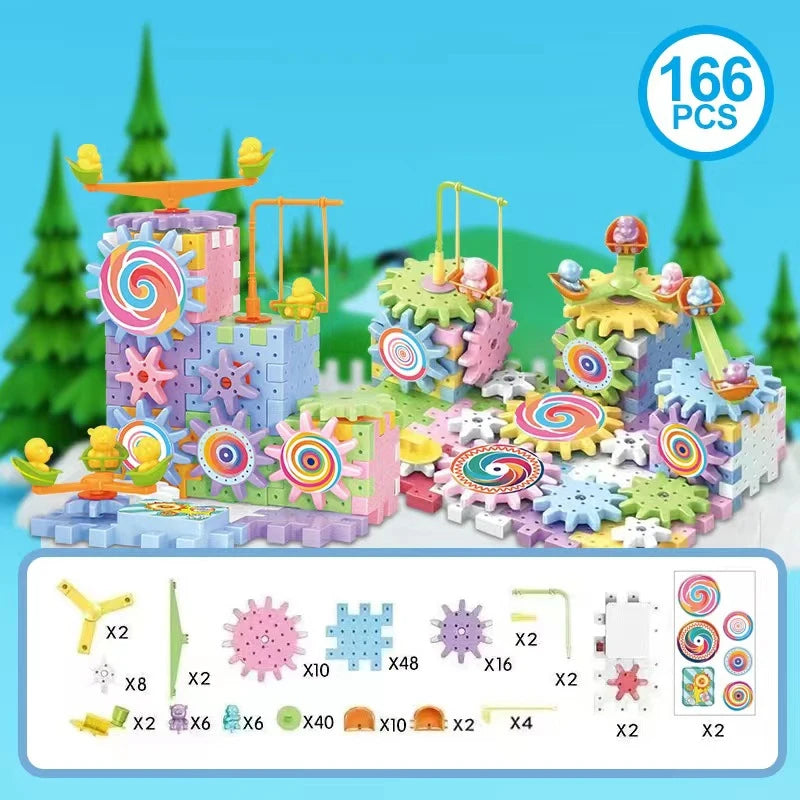Hot 83-263 PCS Electric Gears 3D Puzzle Model Building Kits Plastic Brick Blocks Educational Toys for Kids Children Xmas Gifts