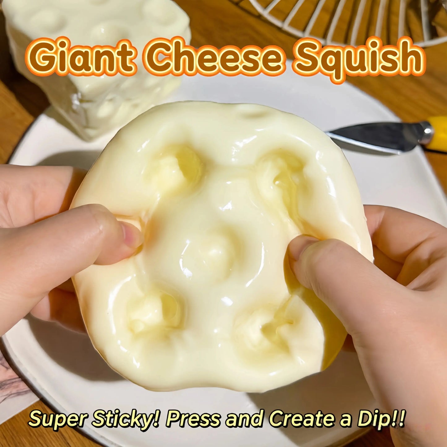 Squishy Cheese Block - Yellow, Moldable Fidget Toy with Squeeze Feature, Ideal for Play and Relaxation Giant Cheese Squishy - 6/7Cm Moldable Non-Rebound Fidget Toy | Viral ASMR Stress Ball Glutinous